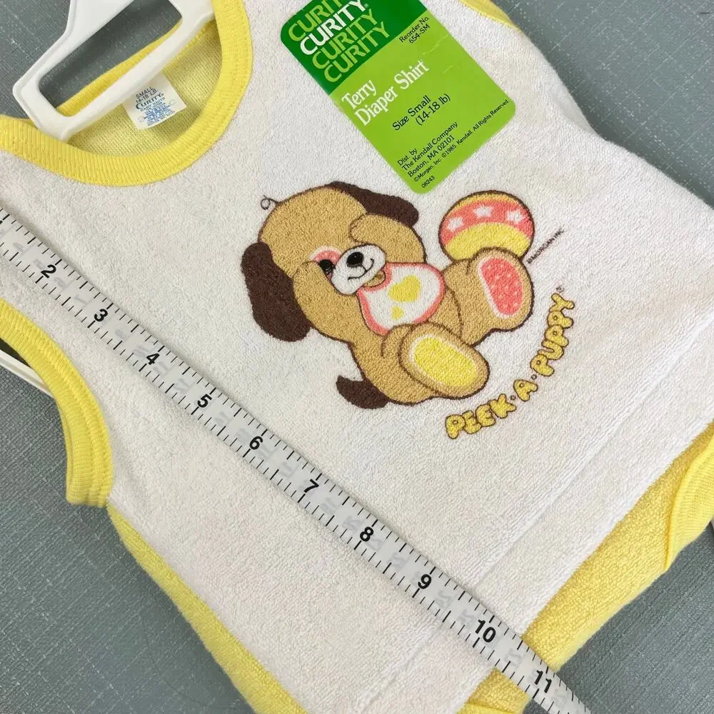Vintage Curity Peek-A-Puppy Terry Diaper Shirt Set Small NWT